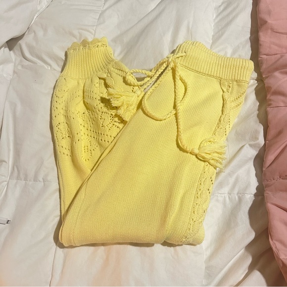 LoveShackFancy Nyla Knit Jogger in Lemon Drop - Picture 2 of 5